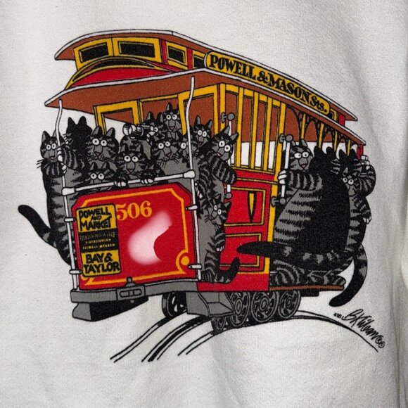 Vintage Crazy Shirts San Francisco Trolley Car Cats B.Kliban Sweatshirt M - Picture 4 of 11